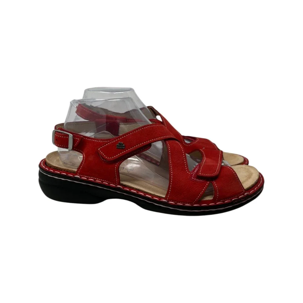Finn Comfort Sandal Women's Size 10 -10.5 41 Red Nubuck Gomera Walking Slingback